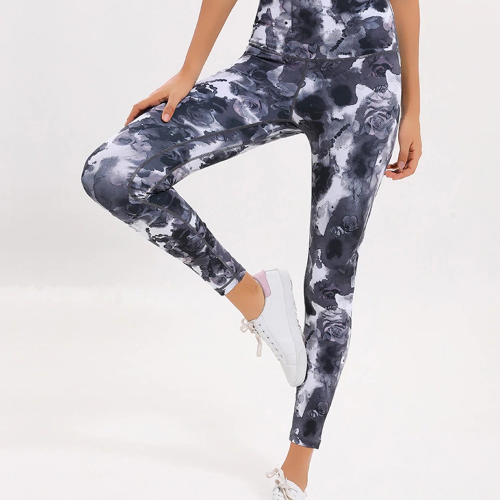 Women's High Waist Out Pocket Printed Yoga Legging